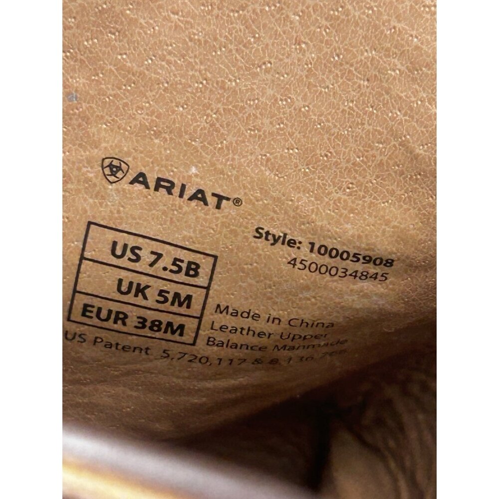 ARIAT Women’s BOOTS CARAMEL TOOLED LEATHER HERITAGE X TOE STYLE 10005908 SZ 7.5B - Picture 10 of 16